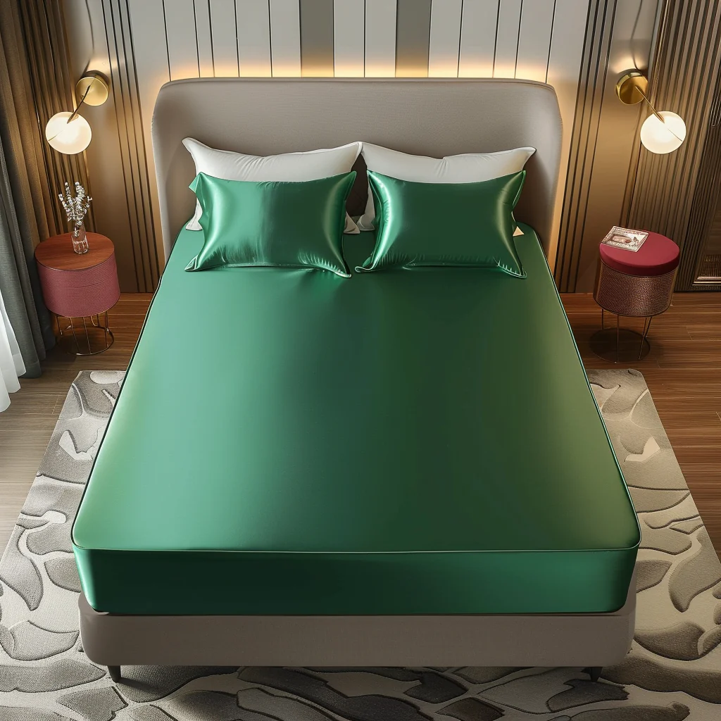 Silky Elastic Fitted Sheets with 2 Pillow Covers - Image 48