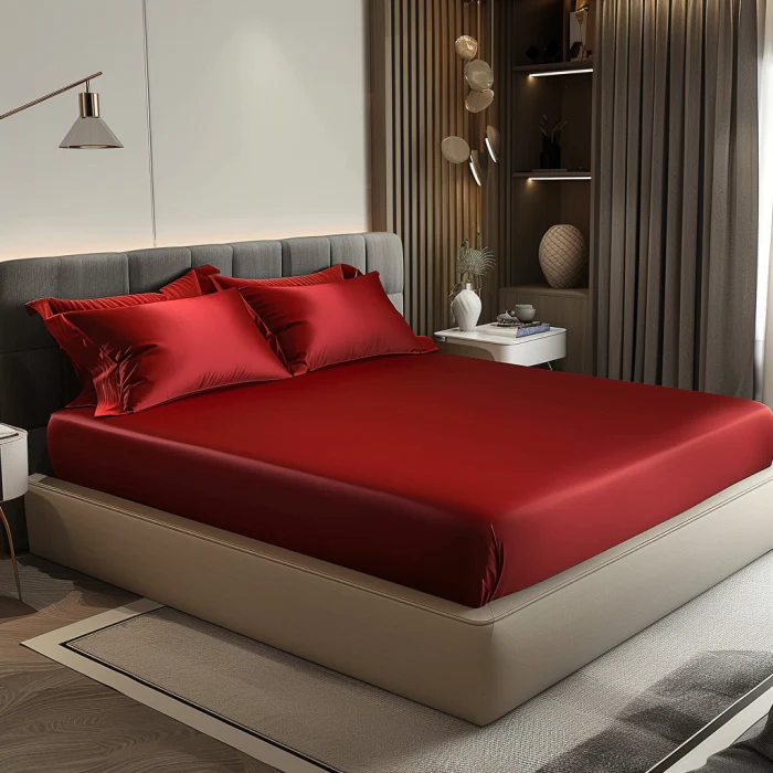 Silky Elastic Fitted Sheets with 2 Pillow Covers - Image 71