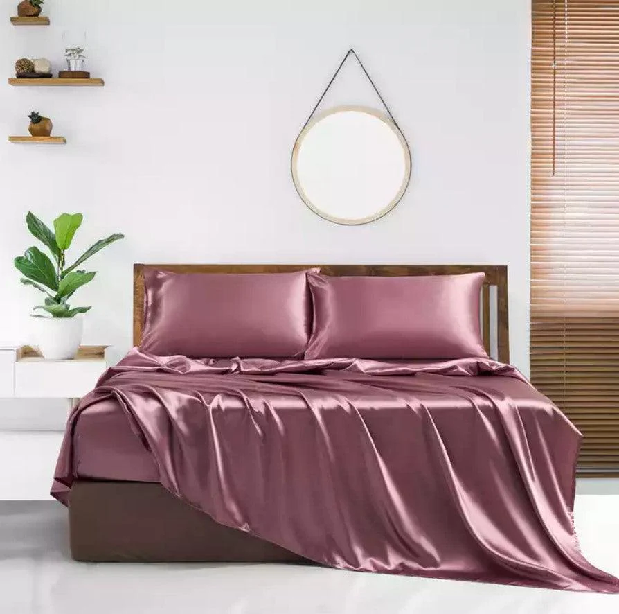 Silky Elastic Fitted Sheets with 2 Pillow Covers - Image 53