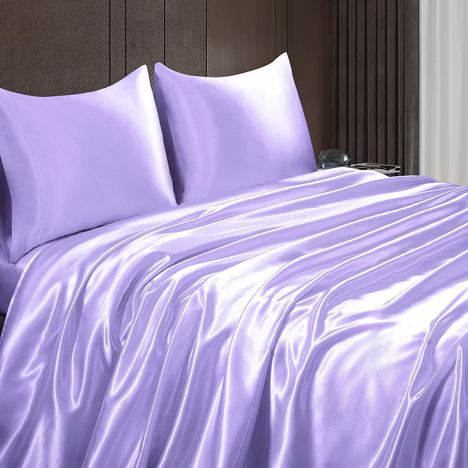 Silky Elastic Fitted Sheets with 2 Pillow Covers - Image 58