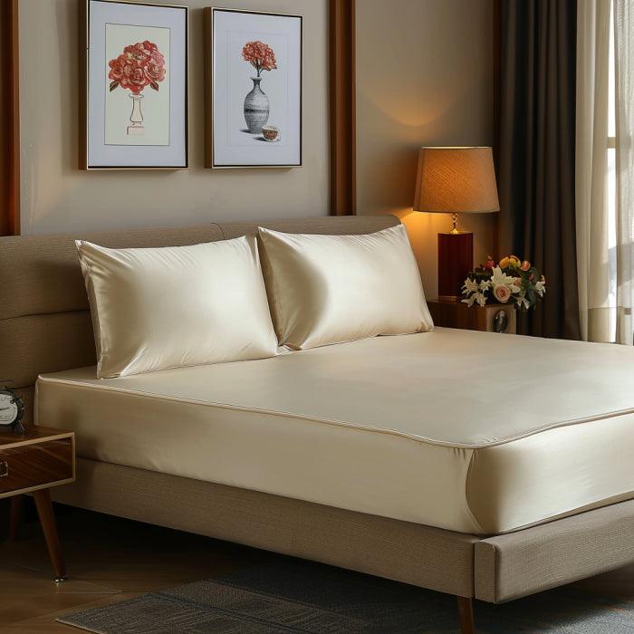 Silky Elastic Fitted Sheets with 2 Pillow Covers - Image 44