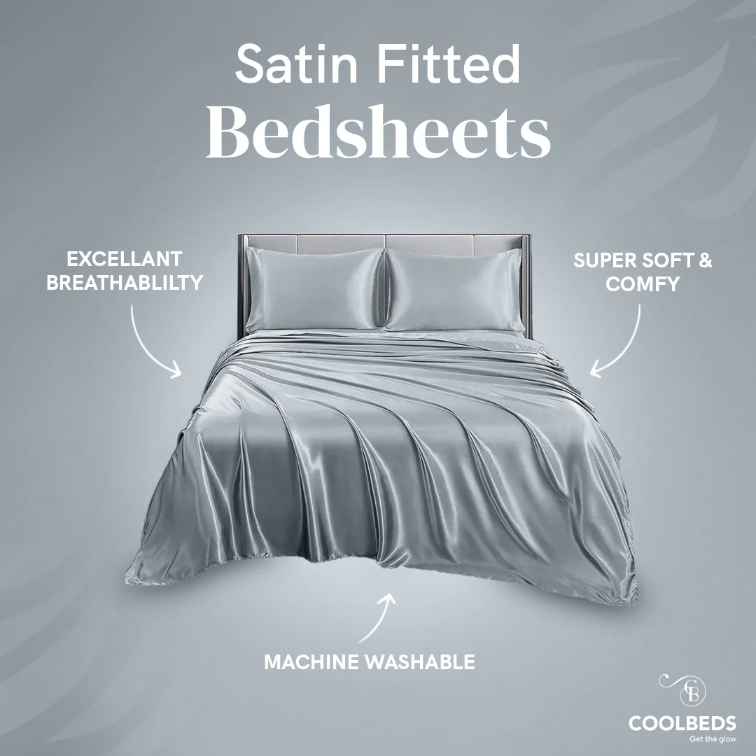 Silky Elastic Fitted Sheets with 2 Pillow Covers - Image 26