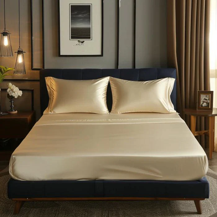 Satin Elastic Fitted Sheet & Satin Robe Combo - Image 7