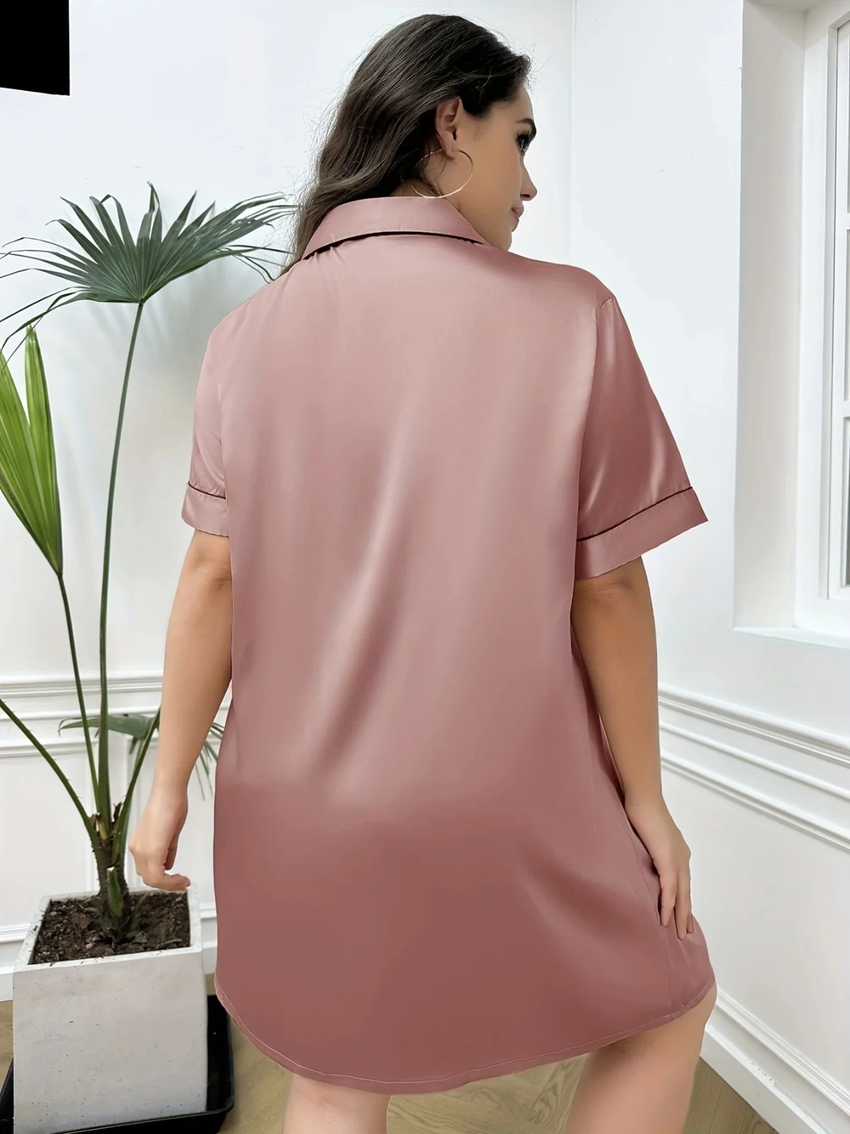 Silky Shirt Dress - Image 6