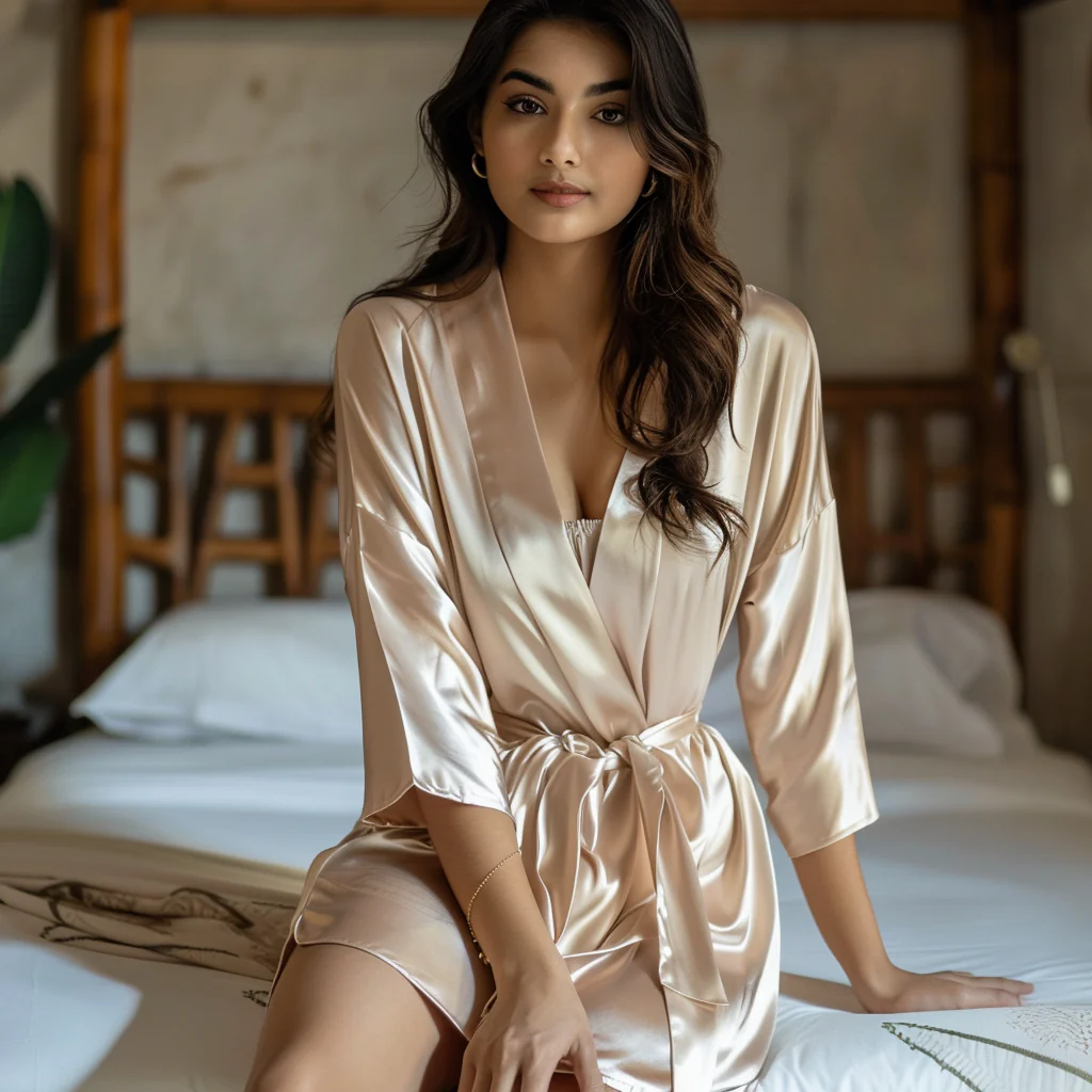 Silky Babydoll Belted Kimono Robe - Image 62